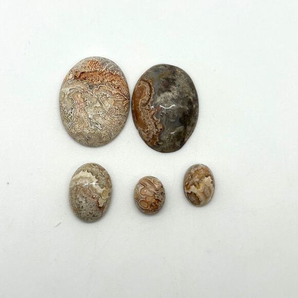 Crazy Lace Agate Cabochons Assorted Sizes For Jewely Making Lot of 5 - Picture 1 of 7